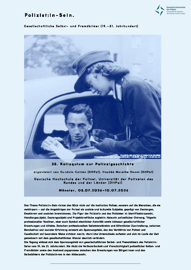 Titelseite des Folders zum 35. Kolloquium f&uuml;r Polizeigeschichte &copy; DHPol