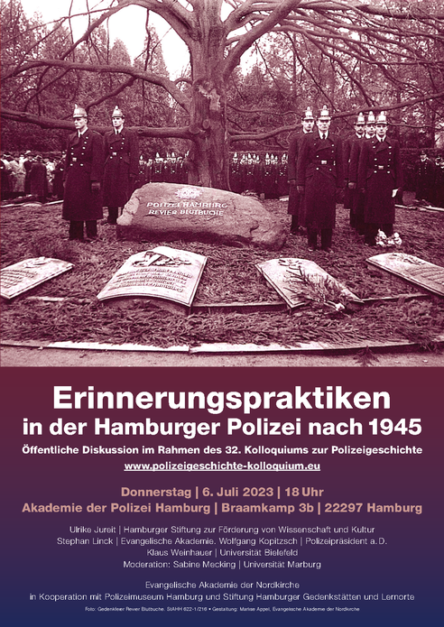Veranstaltungsflyer für das 32. Kolloquium zur Polizeigeschichte, Hamburg 2023 © Evangelische Akademie der Nordkirche