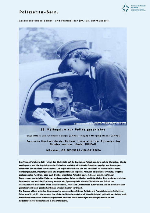 Titelseite des Folders zum 35. Kolloquium f&uuml;r Polizeigeschichte &copy; DHPol