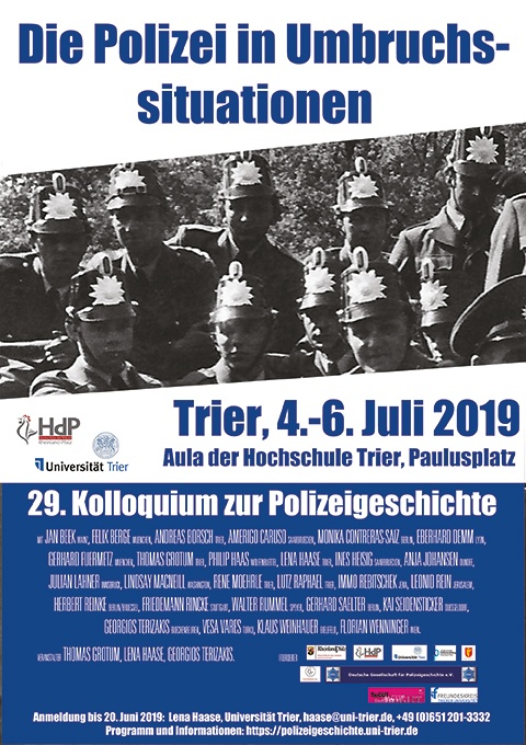 Poster zum Kolloquium: Die Polizei in Umbruchsituationen (2019) © Universität Trier, Universität Trier