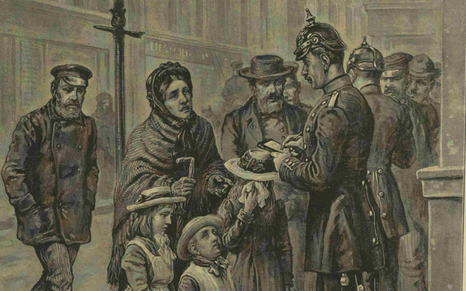 “The Cholera at Hamburg. Orphans registering their names outside the police station” © The Illustrated London News, Oct. 1,1892.  © The Illustrated London News, Oct. 1,1892. British Newspaper Archive (www.britishnewspaperarchive.co.uk)  The British Library